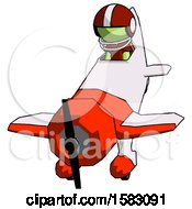 Poster, Art Print Of Green Football Player Man In Geebee Stunt Plane Descending Front Angle View