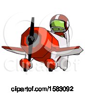 Poster, Art Print Of Green Football Player Man Flying In Geebee Stunt Plane Viewed From Below
