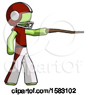 Poster, Art Print Of Green Football Player Man Pointing With Hiking Stick
