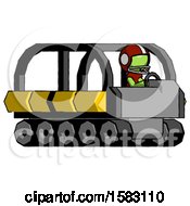 Poster, Art Print Of Green Football Player Man Driving Amphibious Tracked Vehicle Side Angle View