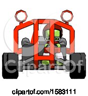 Poster, Art Print Of Green Football Player Man Riding Sports Buggy Front View