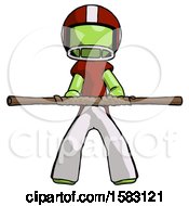 Poster, Art Print Of Green Football Player Man Bo Staff Kung Fu Defense Pose