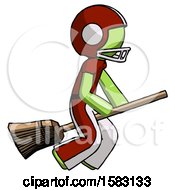 Poster, Art Print Of Green Football Player Man Flying On Broom