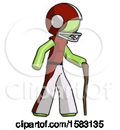 Poster, Art Print Of Green Football Player Man Walking With Hiking Stick
