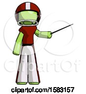 Poster, Art Print Of Green Football Player Man Teacher Or Conductor With Stick Or Baton Directing
