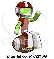 Green Football Player Man Sitting On Giant Football