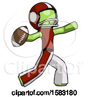 Poster, Art Print Of Green Football Player Man Throwing Football