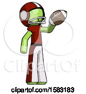 Poster, Art Print Of Green Football Player Man Holding Football Up