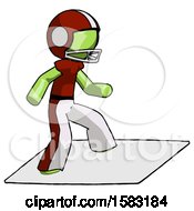 Poster, Art Print Of Green Football Player Man On Postage Envelope Surfing