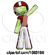 Green Football Player Man Waving Emphatically With Left Arm
