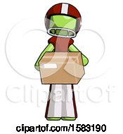 Poster, Art Print Of Green Football Player Man Holding Box Sent Or Arriving In Mail