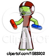 Poster, Art Print Of Green Football Player Man Red Pill Or Blue Pill Concept