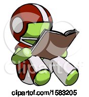 Green Football Player Man Reading Book While Sitting Down