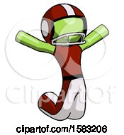 Green Football Player Man Jumping Or Kneeling With Gladness