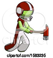 Poster, Art Print Of Green Football Player Man With Ax Hitting Striking Or Chopping