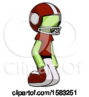 Poster, Art Print Of Green Football Player Man Kneeling Angle View Right