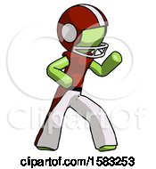 Poster, Art Print Of Green Football Player Man Martial Arts Defense Pose Right