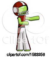 Poster, Art Print Of Green Football Player Man Presenting Something To His Left