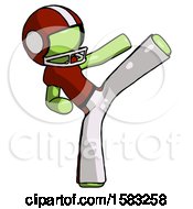 Poster, Art Print Of Green Football Player Man Ninja Kick Right