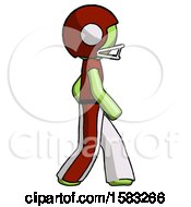 Poster, Art Print Of Green Football Player Man Walking Right Side View