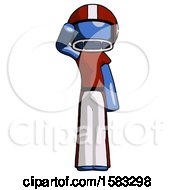 Poster, Art Print Of Blue Football Player Man Soldier Salute Pose