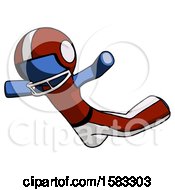 Poster, Art Print Of Blue Football Player Man Skydiving Or Falling To Death
