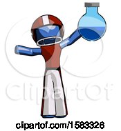 Poster, Art Print Of Blue Football Player Man Holding Large Round Flask Or Beaker