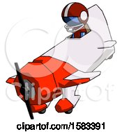 Poster, Art Print Of Blue Football Player Man In Geebee Stunt Plane Descending View