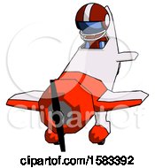 Poster, Art Print Of Blue Football Player Man In Geebee Stunt Plane Descending Front Angle View