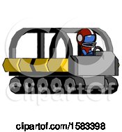 Poster, Art Print Of Blue Football Player Man Driving Amphibious Tracked Vehicle Side Angle View