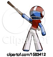 Poster, Art Print Of Blue Football Player Man Bo Staff Pointing Up Pose