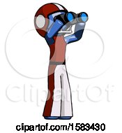 Poster, Art Print Of Blue Football Player Man Looking Through Binoculars To The Right