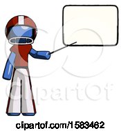 Poster, Art Print Of Blue Football Player Man Giving Presentation In Front Of Dry-Erase Board