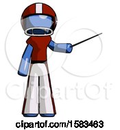 Poster, Art Print Of Blue Football Player Man Teacher Or Conductor With Stick Or Baton Directing