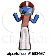 Blue Football Player Man Shrugging Confused