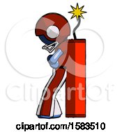 Poster, Art Print Of Blue Football Player Man Leaning Against Dynimate Large Stick Ready To Blow
