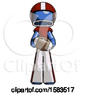 Poster, Art Print Of Blue Football Player Man Giving Football To You