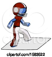 Poster, Art Print Of Blue Football Player Man On Postage Envelope Surfing