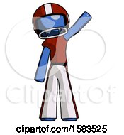Poster, Art Print Of Blue Football Player Man Waving Emphatically With Left Arm