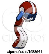 Blue Football Player Man With Headache Or Covering Ears Turned To His Right