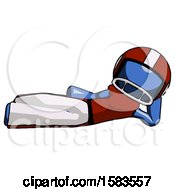 Blue Football Player Man Reclined On Side
