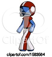 Poster, Art Print Of Blue Football Player Man Man Walking Turned Left Front View