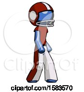 Poster, Art Print Of Blue Football Player Man Walking Turned Right Front View
