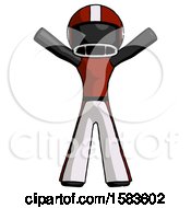 Black Football Player Man Surprise Pose Arms And Legs Out