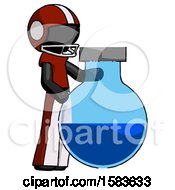Poster, Art Print Of Black Football Player Man Standing Beside Large Round Flask Or Beaker