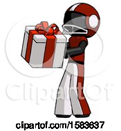 Poster, Art Print Of Black Football Player Man Presenting A Present With Large Red Bow On It