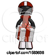 Poster, Art Print Of Black Football Player Man Gifting Present With Large Bow Front View