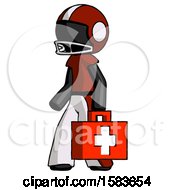 Poster, Art Print Of Black Football Player Man Walking With Medical Aid Briefcase To Left