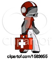 Poster, Art Print Of Black Football Player Man Walking With Medical Aid Briefcase To Right