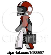 Poster, Art Print Of Black Football Player Man Walking With Briefcase To The Left